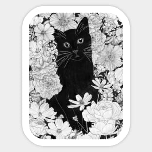 Little Black Garden Cat Sticker